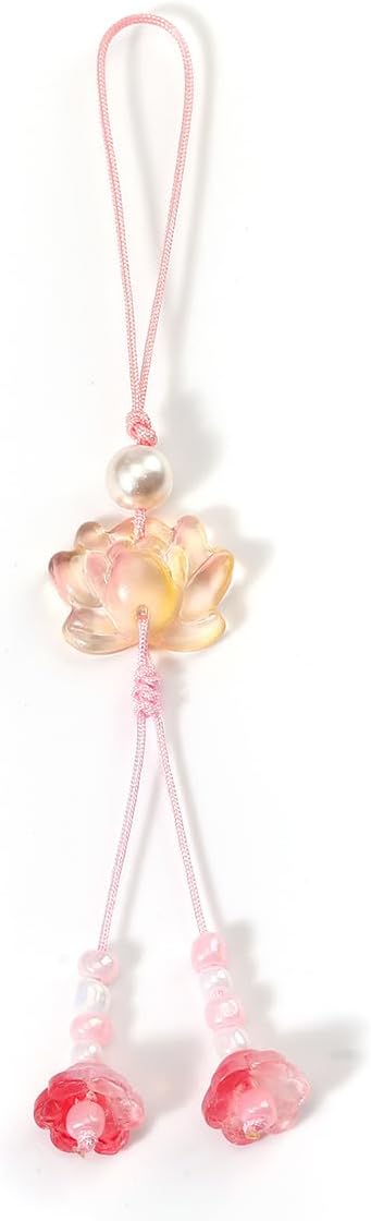 PUCAPOCO Cute Flower Phone Charm Lotus Flowers Pearl Beaded Camera Phone Strap Bag Charms Y2K Accessories