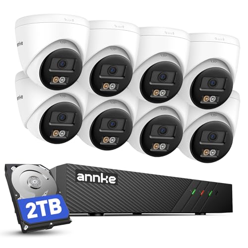 ANNKE 3K 8CH PoE Kit Caméra de Surveillance Extérieure, Kit Vidéo Surveillance avec 2To 4K NVR et 8 X 3K Caméra IP PoE avec Audio,IP67 Etanche,Vision...