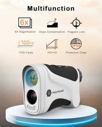 PEAKPULSE Range Finder Golf with Slope 1700 Yards 6X Zoom Angle Measurement Laser Golfing Rangefinders Distance Flag Pole Locked with Vibration Golfer Accessories for Men Women