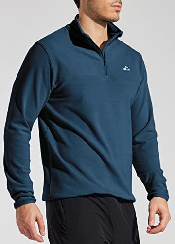 WILLIT Heren fleece golfpullover lange mouwen pullover halve rits wandeltrui ademend thermo sweatshirt jas lichtgewicht, S