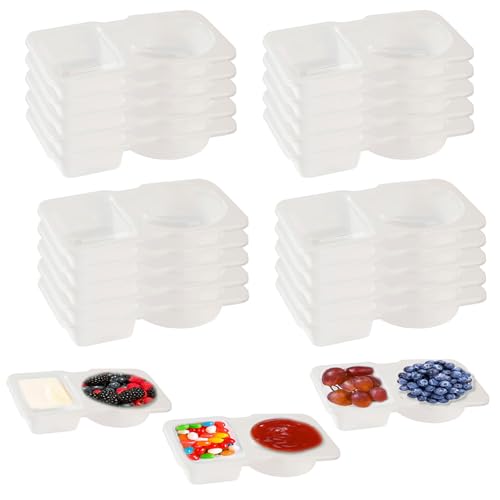 ZenQeek Reusable Snack Containers, 2 Compartments, White