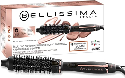 Bellissima Brosse Soufflante My Pro Magic Style Brush P2 30 - Technologie Ionique, Revêtemente en Céramique - Brosse Chauffante, Cheveux Lissés Effet Naturel ou Ondulé, Diamètre 30 mm, Multi-Voltage