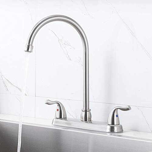 Hotis Stainless Steel Two Handle Kitchen Faucet for Mobile Motor Homes,Trailers, Campers , Brushed Nickel Lead-Free Faucet Kitchen