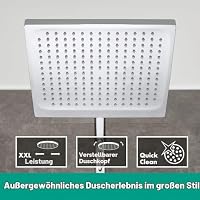 hansgrohe Crometta E - Duschsystem mit Thermostat, Regendusche (240 x 240 mm) mit Armatur, Handbrause (2 Strahlarten), Schlauch, Brausestange und eckiger Kopfbrause (1 Strahlart), Chrom, 27271000 – Ansicht 3