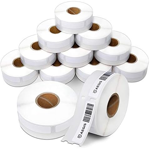 Aegis Adhesives - Compatible Direct Thermal Labels Replacement for DYMO 30346 (1/2" X 1-7/8") Library Barcode - Use with Labelwriter 450, 450 Turbo, 4XL Printers (12 Rolls) Cover