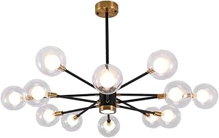12-Lights Black Sputnik Chandeliers Light Fixtures,V-intage During Lighting,Modern Metal Flush Mount Ceiling Lamp, Luxury