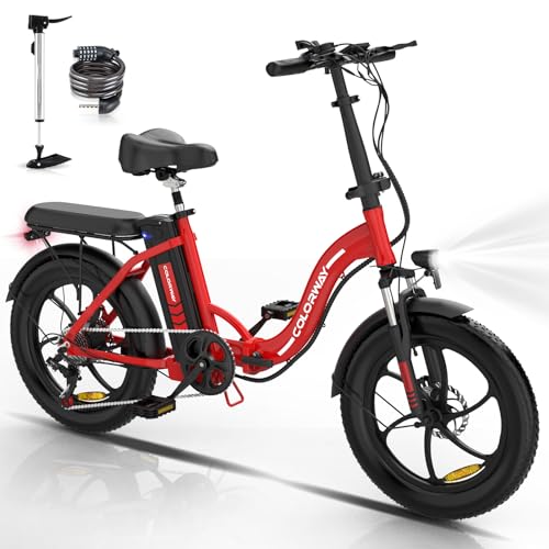 COLORWAY E Bike Elektrofahrrad E-Bike Klapprad mit 20 x 3,0 dicken Reifen, 250W Motor und 36V 12Ah Akku – leistungsstarkes elektrisches Pendlerfahrrad-Erwachsene, 2 Fahrmodi,bis zu 35–90 km