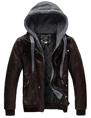 Wantdo Cazadora Piel con Capucha Chaquetones de de Vestir Chaqueta Invierno Chaqueta para Café...