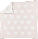 Barefoot Dreams® CozyChic® Dream Receiving Blanket, Pink-White Hearts, 30'x30'