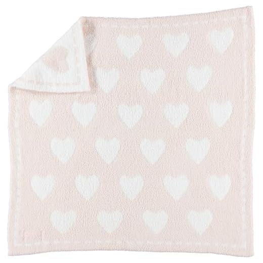 Barefoot Dreams® CozyChic® Dream Receiving Blanket, Pink-White Hearts, 30"x30"