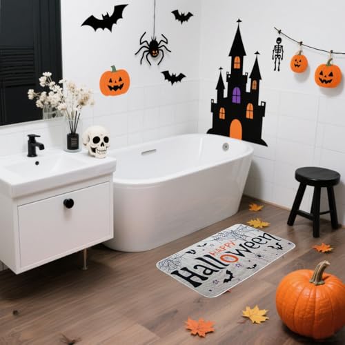 YLEALTH Halloween Kitchen Mats Set of 2, Halloween Decor Black Cat Pumpkin Rugs, Non-Slip Washable Kitchen Mats for Floor Kitchen Bathroom, Halloween Decorations for Home,17"x27+17"x47" — view 5