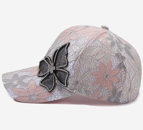 Gorra de béisbol para mujer con mariposa de strass ajustable miniatura 3