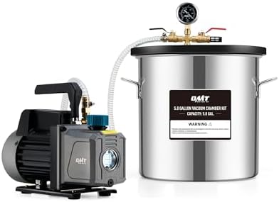 OMT 5 Gal Vacuum Chamber with Pump Kit 3.5 CFM, Glass Lid Degassing Station