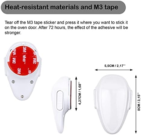 Child Safety Oven Door Lock, Heat-Resistant 3M Adhesive Lock, Easy to Install, Oven Lock for Childproofing (2 x White)