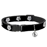 Cat Collar Breakaway Winchester Pentagram Repeat Black White 8 to 12 Inches 0.5 Inch Wide