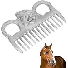 Metal Horse Comb, 4inch Stainless Metal Pulling Combs Horse Mane Comb Horse Tail Comb Mini Pocket Combs Horse Grooming Comb Livestock Comb for Cleaning Hair Removing Loose Undercoat Knots, Silver