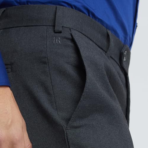 Image of Raymond Men Slim Fit Structure Pattern Poly Viscose Lycra Blend Flat Front Formal Trouser