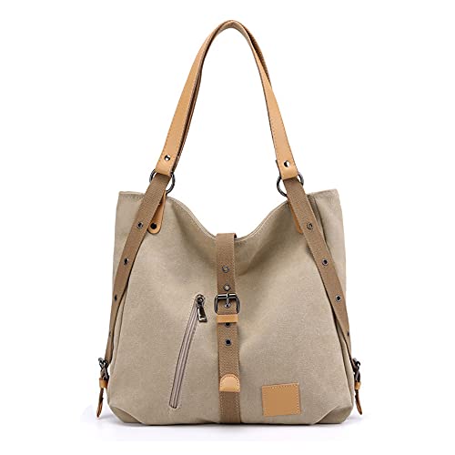 Sac à main en toile solide kaki grand espace de rangement