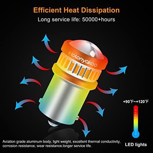 Holonyakoo 7507 Py21W Bau15S Led Bulb Turn Signal Lights Bulb 12496 7507Ast 2641A 7506 Replace 1156Py Dc10-30V 1800K Amber Yellow (Set Of 2) #TOP5