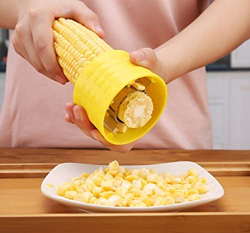 Image of Livello Corn Cutter, Stripping Kernels Remover with Stainless Steel Blades and Hand Protector Corn Peeler Manual and Portable Mini Circular Shaving Thresher, Kitchen Gadgets (Multicolored) Pack of-3