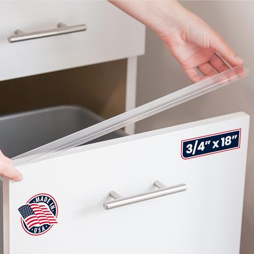 Image of Cabinet Hero Slimline Cabinet Edge Protector - Prevents Chipping, Wear, Discoloration - Drawer Edge Guard, Bumper for Drawer - Easy Slip-On Installation - 3/4" Thick, 18" Length, Clear, Pack of 4