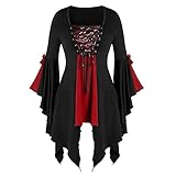 ❤❤Material:(Polyester)➤➤ Mittellangen Punk Sweatshirt Pullover, Unregelmäßiger Saum mit ausgestelltem Ärmelk, super coole Jacken Perfektes Kostüm für Halloween Cosplay Mottoparty Maskenball Masquerade oder Rollenspiel Polyester Steppjacke
