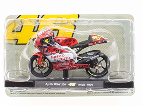 OPO 10 - Moto 1/18 de The Doctor Valentino Rossi #46, Reproduction Compatible avec Aprilia RSW 250 - Imola 1999 - VR026