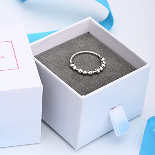 ELEGANZIA Anti Anxiety Ring for Women Sterling Silver, US size 5-9 Bead Ring Stress Relief Fidget Ring for Men (7) by ELEGANZIA - Image 7