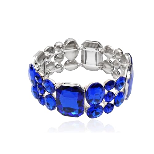 CSY Women's Statement Stretch Wide Bangle Bracelets Austrian Crystal Art Deco Elastic Bracelet for Party Prom