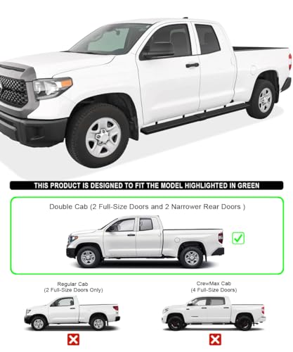 Estribos laterales de acero inoxidable negro APS para Toyota Tundra 2007-2021 miniatura 2