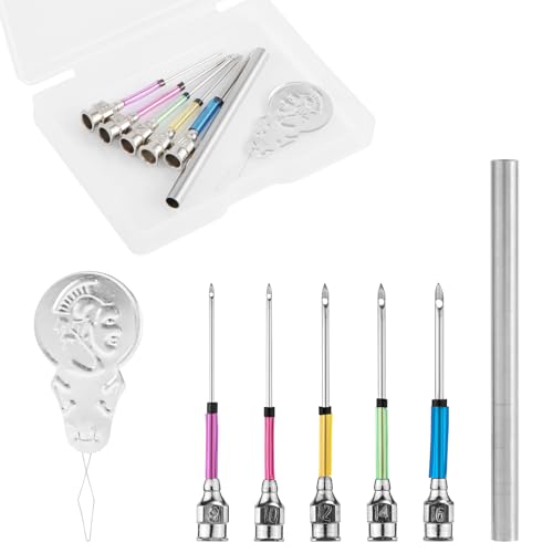 Image of 7pcs Punch Needle Embroidery Kit With 5 Sizes Threader Heads, Sewing Art Tools, Pen for Adult Beginners, Embroidery Floss, Cross Stitching Craft Supplies