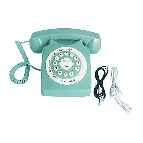 Teléfono fijo Beneno verde clásico con disco rotatorio miniatura 5