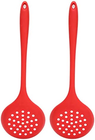 Silicone Basting Spoon, 2Pcs Silicone Slotted Spoon Multifunction Kitchen Ladle Strainer