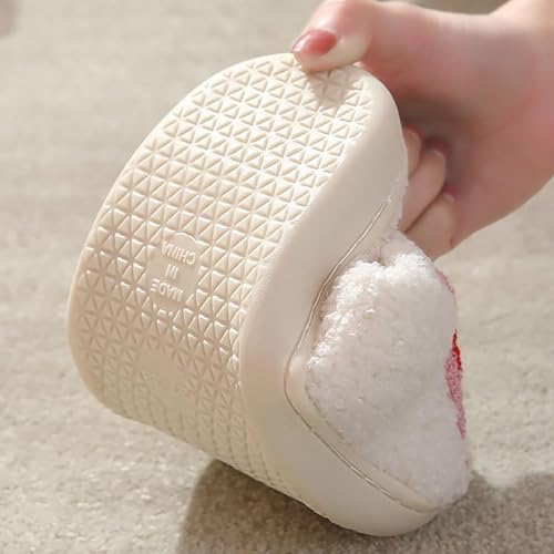 Image of Women's Men's Cute Fuzzy Heart Slippers Memory Foam Fluffy Couple Slippers Cozy House Indoor Outdoor Shoes