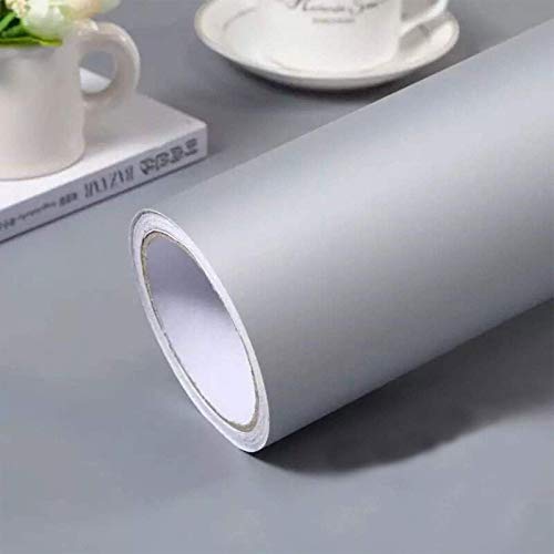 Image of practicalWs Gray Self-Adhesive Wallpaper Film Stick Paper Easy to Apply | Peel And Stick Wallpaper Shelf Liner Table Cabinet and Door Reform Wall paper 15.75 Inch By 9.8 Feet