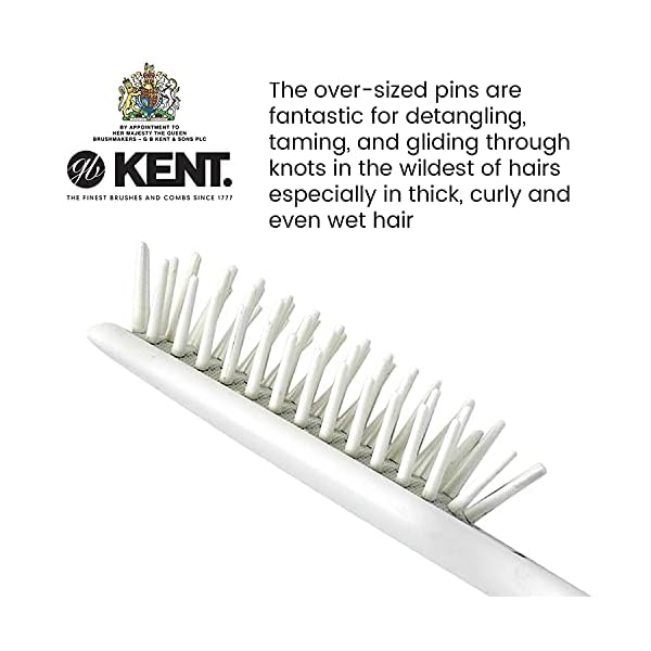 Kent-AH10W-Airhedz-Pro-Narrow-Pin-Hair-Brush-Fat-Pin-White-for-Detangling-and-Grooming Kent AH10W Airhedz Pro Narrow Pin Hair Brush (Fat Pin, White) - for Detangling and Grooming