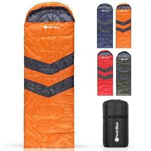 Trimming Shop 4 Season Waterproof Sleeping Bag for Single 6ft Adult – Double Sided Zip, Lightweight Backpacking Sleeping Bag – for Camping, Hiking, Outdoor, Travel, Hunting