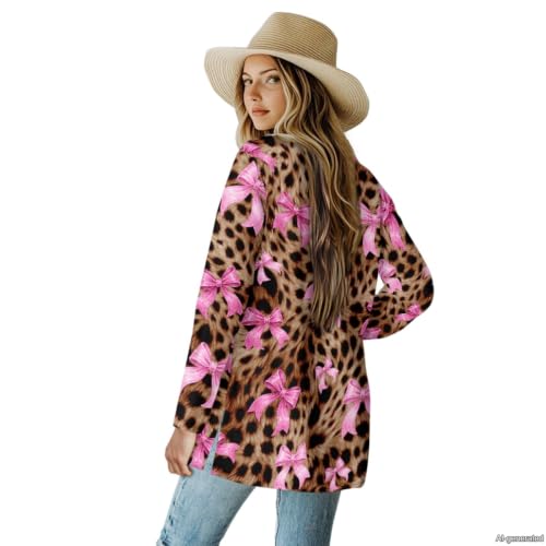 Image of Forchrinse Red Ladybug Cardigan for Women Causal Long Sleeve Open Front Cardigans Sweater Fashion 2024 Fall Coat with Pockets