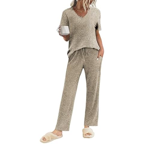 Ekouaer Women's Khaki Lounge Pyjama Set Cover