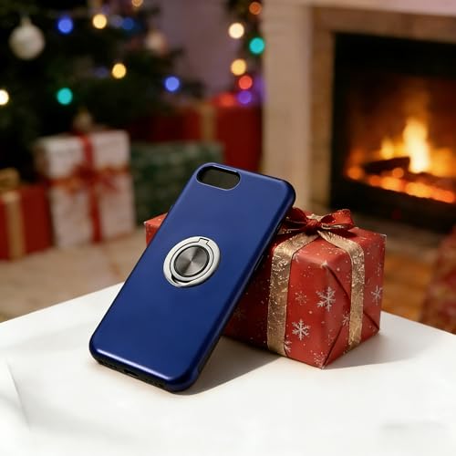 Yamink for iPhone 8 Plus Case with Screen Protector,Cover for iPhone 7 Plus/6S Plus/6 Plus,Hybrid 2 in 1 Protective Slim Fit Phone Case with Invisible Magnetic Ring Kickstand,Blue by Yamink - Image 2