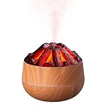 Flame Essential Diffuser Bonfire Humidifier 300ml Ultra-Quiet Auto-Off Aromatherapy Diffuser Campfire Flame Fire Diffuser for Home, Office or Gym - Wood Grain