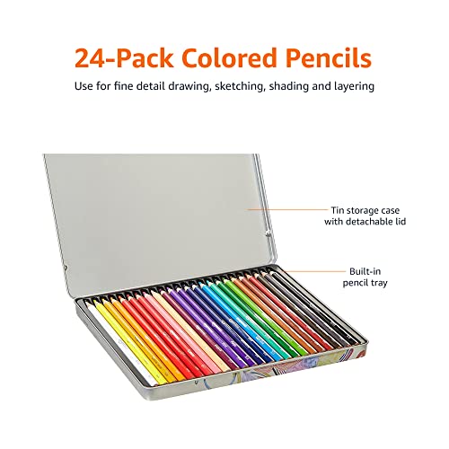 Amazon Basics Premium Colored Pencils, Soft Core, 24 Count (Pack Of 1) #TOP1