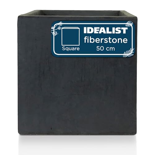 Idealist 50Cm Large Square Planter For Trees | Dark Grey Reinforced Stone Flower Pot With Drainage Holes L50 W50 H50.5 Cm, 92 Litres - 9