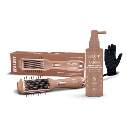 Image of Bblunt WET-TO-DRY AIR SMOOTHENING BRUSH + INSTANT SMOOTH ANTI-FRIZZ SPRAY | Effortlessly Transforms Hair from Wet to Dry | Instant Frizz-Free Hair with Glass-Like Shine | Co-created with Tarini Peshawaria