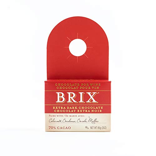 Brix Chocolate - 70% Cacao Extra Dark Chocolate Bar- Wine Pairing Chocolate Bars - Madagascan Vanilla - Bottle Necker Innovative Wine Pairing Guide Packaging - Gluten Free Food - 3Oz #TOP1