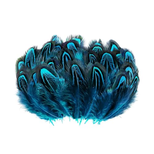 100pcs Turquoise Blue Pheasant Feathers 2-3Inches for Crafting Dream Catchers Decoration