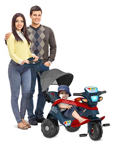 Triciclo Velobaby Reclinavel C/ Capota Passeio & Pedal (Azul), Bandeirante, Azul