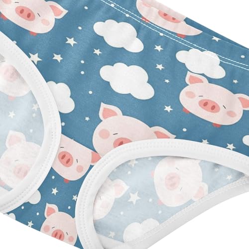Wusikd Cute Pink Pig Face Girls' Underwear Cotton Clouds Stars Girls Briefs Soft Toddler Underwear 2T4