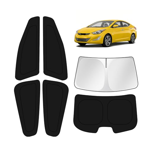 Image of KUST Car Window Shades for Hyundai Elantra 2011-2015 2016 Windshield Sun Shade Side Window Cover UV Block Privacy Protection Accessories for Camping Blackout Rear Back Full Set 6PCS