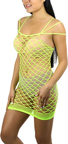 Image of ToBeInStyle Women's Stretch See Through Fishnet Novelty Mini Rave Party Dress